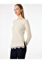 Lace Detailed Asymmetrical Cut Boat Neck Long Sleeve T-Shirt - 3