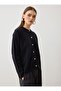 Gold Button Detailed Knitwear Cardigan - Black - - 4