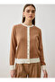 Contrast Detailed Skirt Top Knitwear Cardigan - Camel - - 4