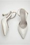 Women's Asymmetrical Strappy Pointed Toe Elegant Slim Design White Casual Heeled Shoes - 3