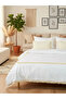 White Cotton Linen Square Tasseled Double Duvet Cover Set - 4
