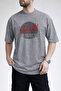 Men's Linear Line Unlimited Text Printed Crew Neck Gray T-Shirt