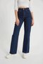 90's Dark Blue Lycra Super High Waist Loose Jeans Palazzo Trousers. (SUPER HIGH) Wide Leg - 3