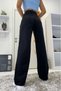 Vela Lycra Women's Black Super High Waist Loose Leg Denim Loose Palazzo Pants - 4