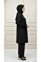 Lilyum Takim Strawberry Fabric Black Color Double Suit with Top and Pants with Openable Buttons - 2