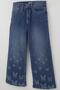 Girl's Jeans with Butterfly Print Detail on the Leg, Ages 6-12, Blue - 6