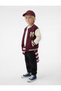 Long Sleeve Pocketed Color Contrast Printed Oversize College Collar Bomber Jacket - 2