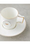 Charmed Glow Porcelain 4 Piece Double Coffee Cup Set for 2 People 155 ml White-Gold - 4