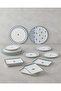 Wells Porcelain Breakfast and Presentation Set 18 Pieces Blue for 6 People