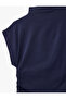 Cotton Draped Cap Sleeve High Neck T-Shirt - 5