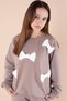 Brown Bow and Pearl Detailed Girl's Crew Neck 2-Piece Tracksuit Set 21202 - 4