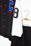 Black Letter Embroidered College Jacket Boys' Tracksuit Set 21222 - 6