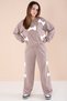 Brown Bow and Pearl Detailed Girl's Crew Neck 2-Piece Tracksuit Set 21202 - 3