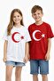 White Turkish Flag Printed Crew Neck Children's T-Shirt 20551