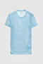 Slim Fit Cobalt Blue Stripe Printed T-Shirt - 6