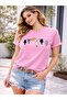 Women's Pink Cute Cats Printed Cotton Oversize Relaxed Fit Stylish T-Shirt - 7