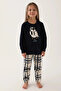 Little Penguin Navy Blue Girl's Long Sleeve Pajama Set - 3