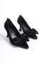 Agnes Premium Women's Bow Detailed Black Heeled Shoes