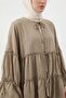 Layered Modal Shirt with Elastic Sleeves and Tie Front -Khaki - 4