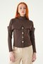Coffee Front Buttoned Blouse 8386A