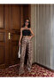 Metallic Snake Print High Waist Wide Leg Pants - 4