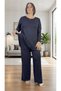Skirt with Guepure Detail at the Bottom, Circular Necklace Bluse, Elastic Waist Pants, Plus Size, Two-Piece Set - 6