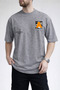 Men's Printed 100% Cotton Crew Neck Gray T-Shirt
