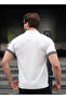 Men's White Polo Collar Zippered T-Shirt 6876 - 5