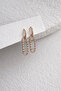Steel Rose Gold Stone Dangle Safety Pin Earrings -Non Tarnish-