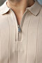 Men's Stone Color Polo Collar Zippered T-shirt 6876 - 3