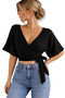 Muslin 100% Cotton V-Neck Tie-Up Blouse - 3