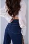 90's Dark Blue Lycra Super High Waist Loose Jeans Palazzo Trousers. (SUPER HIGH) Wide Leg - 5