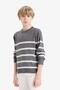 Crew Neck Striped Knitwear Sweater for Boys F3740A825Wn - 4