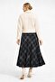 Women's High Waist Plaid Patterned Flared Midi Skirt Navy Blue - 2
