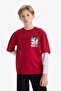 Oversize Wide Fit Crew Neck Long Sleeve T-Shirt Boys E9591A825Au - 3