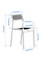 Set of 4 dining chairs with plastic seats and metal legs, stackable, white color. Chairs without table. - 3