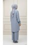 Lilyum set strawberry fabric seasonal comfortable hijab bottom top double set gray - 4