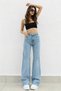 Lycra 90's Women's Blue Super High Waist Loose Leg Denim Jeans Palazzo Pants