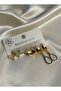 Gold Color Steel 6-Piece Earring Set - Pearlescent Drop-Shaped Non-Tarnish Combination Earrings - 2
