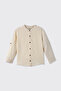 Boy's Long Sleeve Judge Collar Muslin Beige Shirt