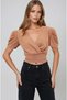 Women's Double-Collar Princess Sleeve Waist Pleated Flexible Fabric Bluz