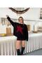 Women's Popular Star Detailed Casual Oversized Trend Knitwear Gray Sweater - 2