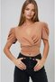 Women's Double-Collar Princess Sleeve Waist Pleated Flexible Fabric Bluz - 2