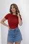 Women's Crew Neck and Waist Drawstring Sandy Fabric Short Sleeve Blouse - 3