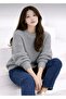 Gray Crew Neck Oversize Women's Knitwear Sweater - 3