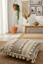Beige Linen Thick Lace Pom-Pom Cushion Cover(43 x 43 cm) - 3