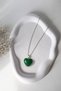 Women's Green Aventurine Natural Stone Heart Shaped Steel Chain Necklace