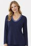Women's V-Neck and Leg Lace Detailed Long Sleeve Pajama Set - 3