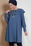 Shoulder and Embroidery Detail Shoulder Tunic with Volan 4120