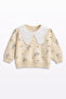 2-Piece Set with Denim Trousers and Lace Collar Detailed Blouse 9-24 Months - 2